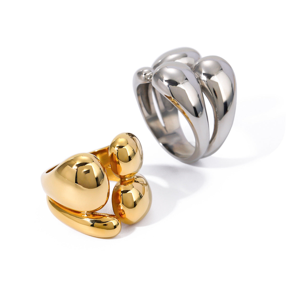 Stainless Steel Style Metal Glossy Minimalist Rings