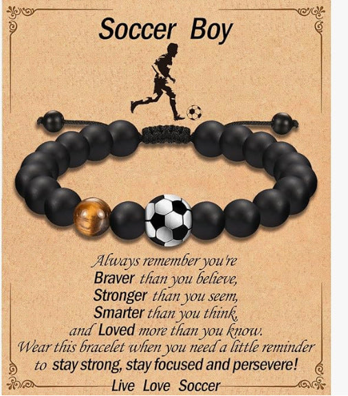 Football Beaded Gift Black Frosted Tigereye Bracelets