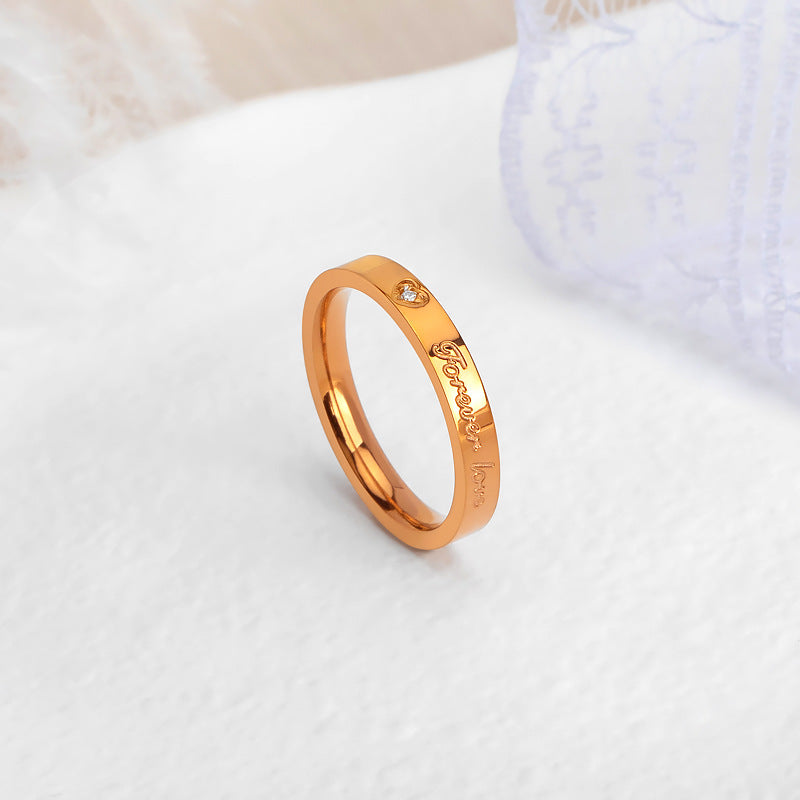 Steel Heart Shape With Diamond Female Rings