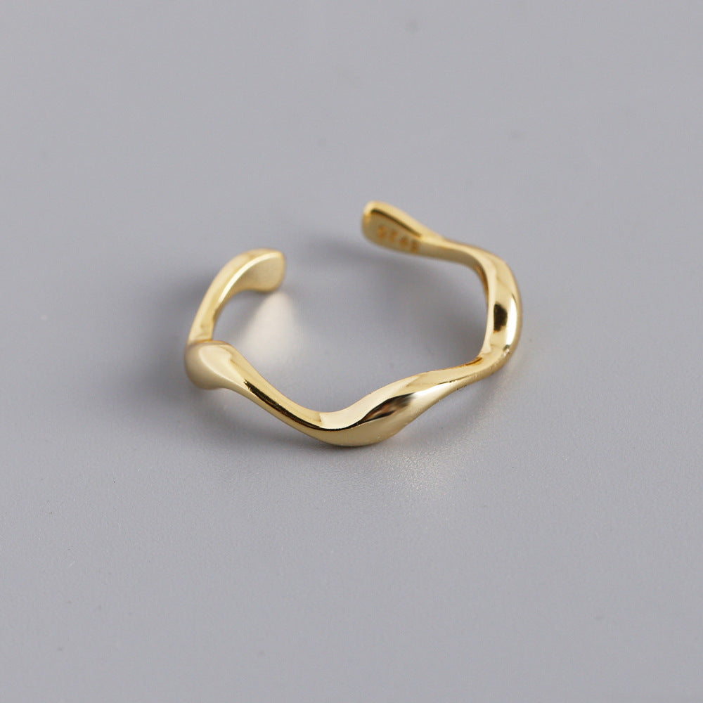 Women's Affordable Luxury Style Corrugated Sterling Sier Open Rings