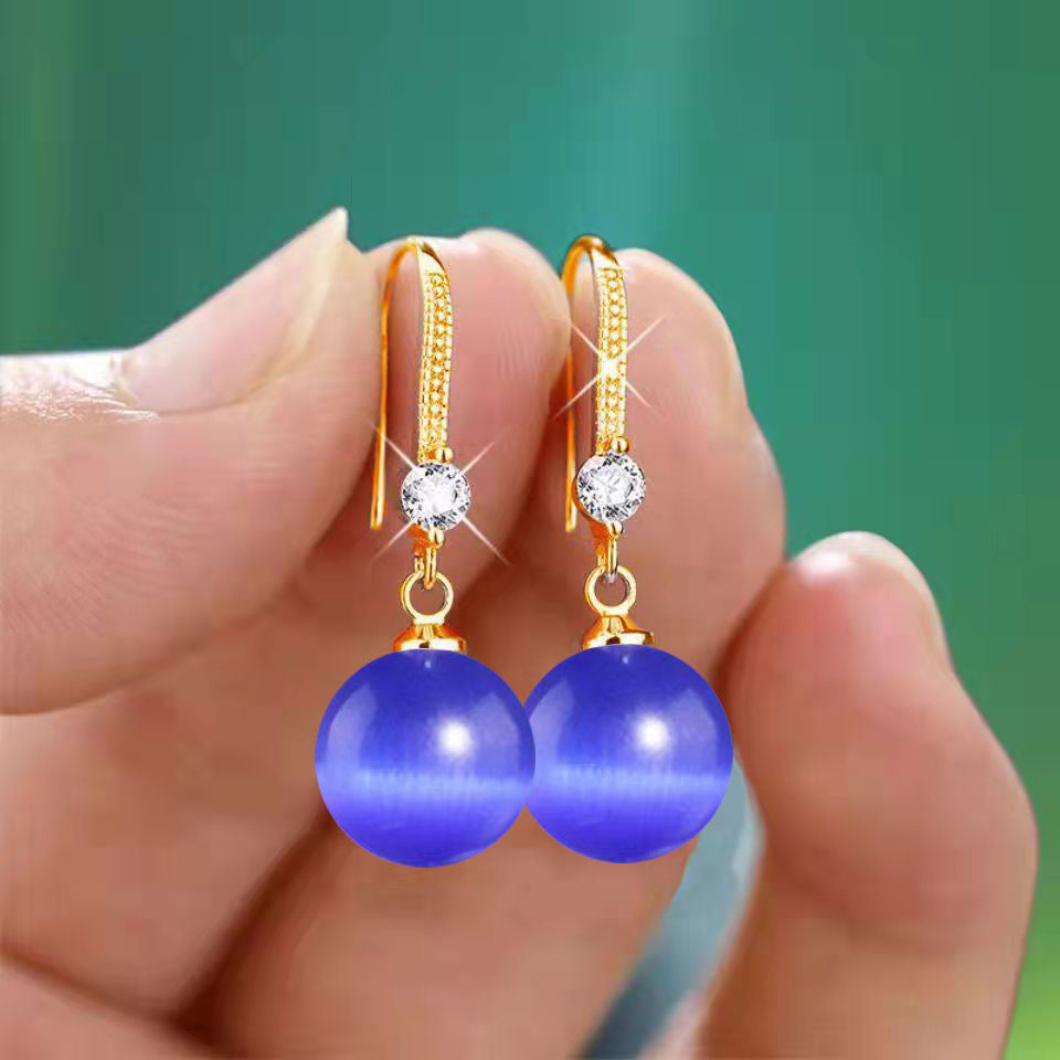 Yellow Red Blue Opal Ear Clip Female Zircon Delicate Earrings