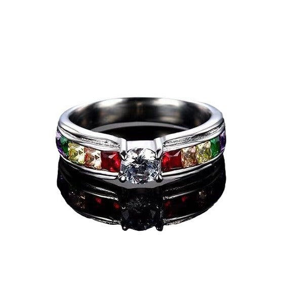 Women's Colorful Accessories Female Inlaid Zircon Titanium Rings