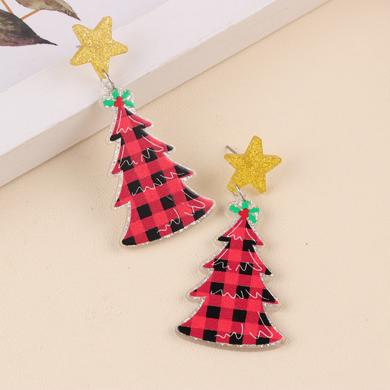 Women's Personality Five-pointed Star Leopard Print Antlers Earrings