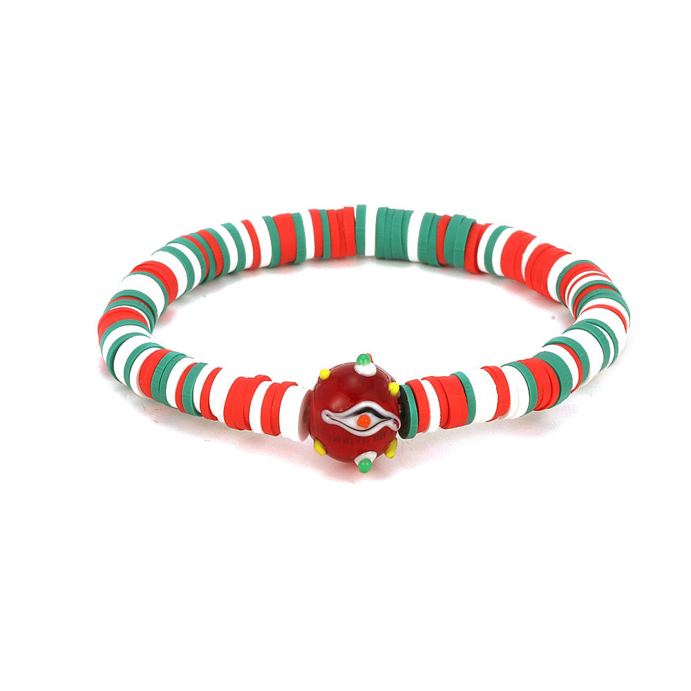 Christmas Series Clay Pieces Colored Glazing Bead Bracelets