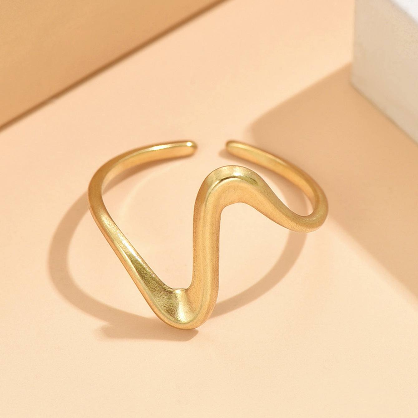 With Personality Curve Open Stainless Steel Rings