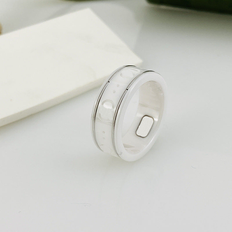 Bee Planet Ceramic Trendy Unique Couple Black Rings