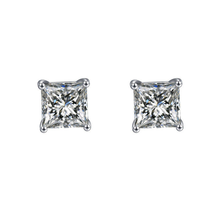 Women's Princess Square Diamond For Special Interest Earrings