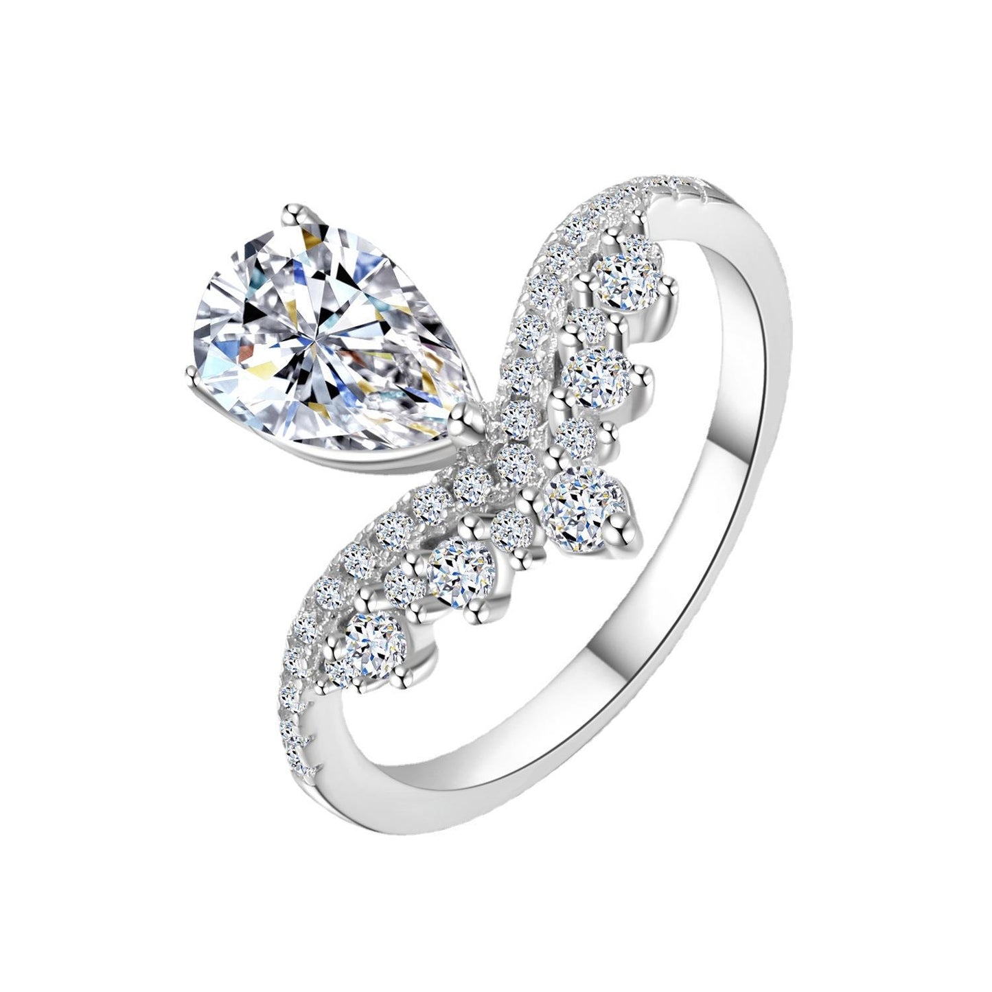 Women's Sier Moissanite Good-looking Water Drop Luxury High-grade Rings