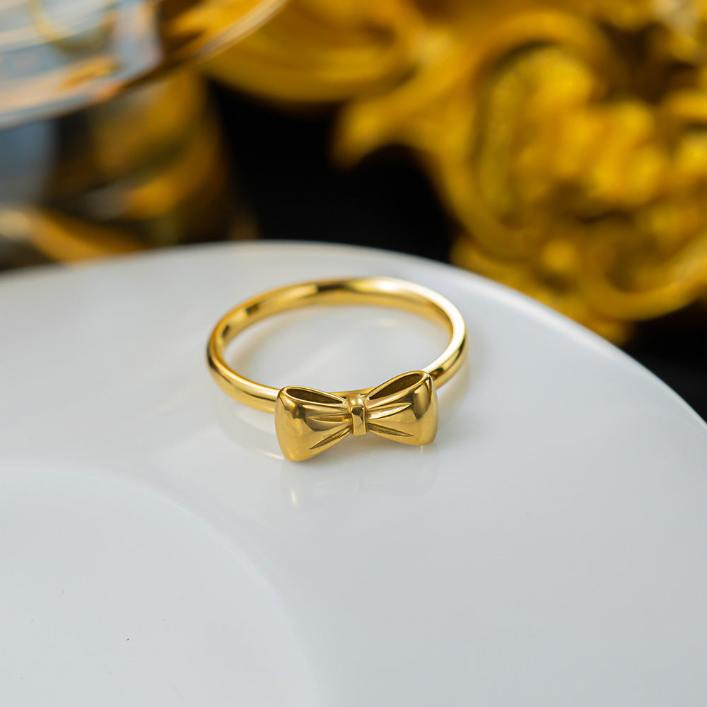 Titanium Female Simple Fashion Personality Style Gold Index Rings