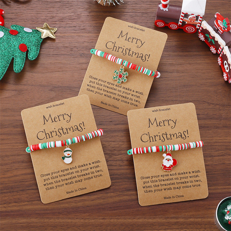 Card Cute Santa Claus Polymer Clay Bracelets
