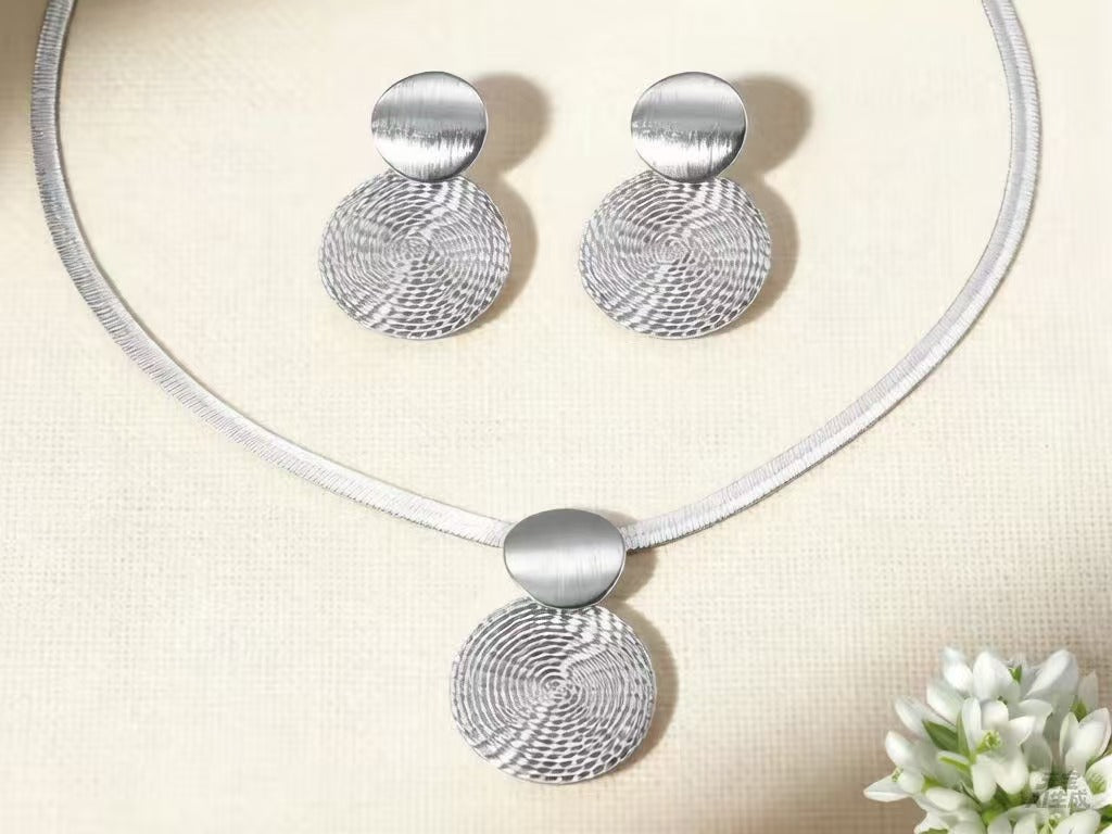 Creative Personality Geometry Wafer Spiral Pattern Jewelry Set