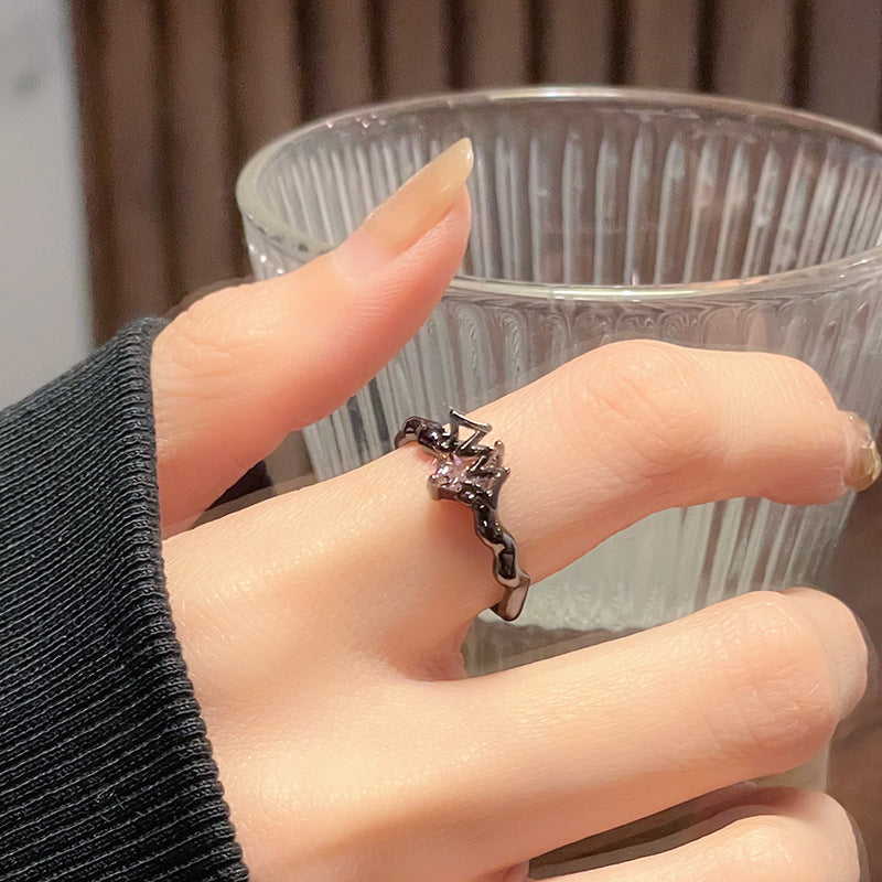 Women's Dark Personality Open-end Zircon Fashion High Sense Rings