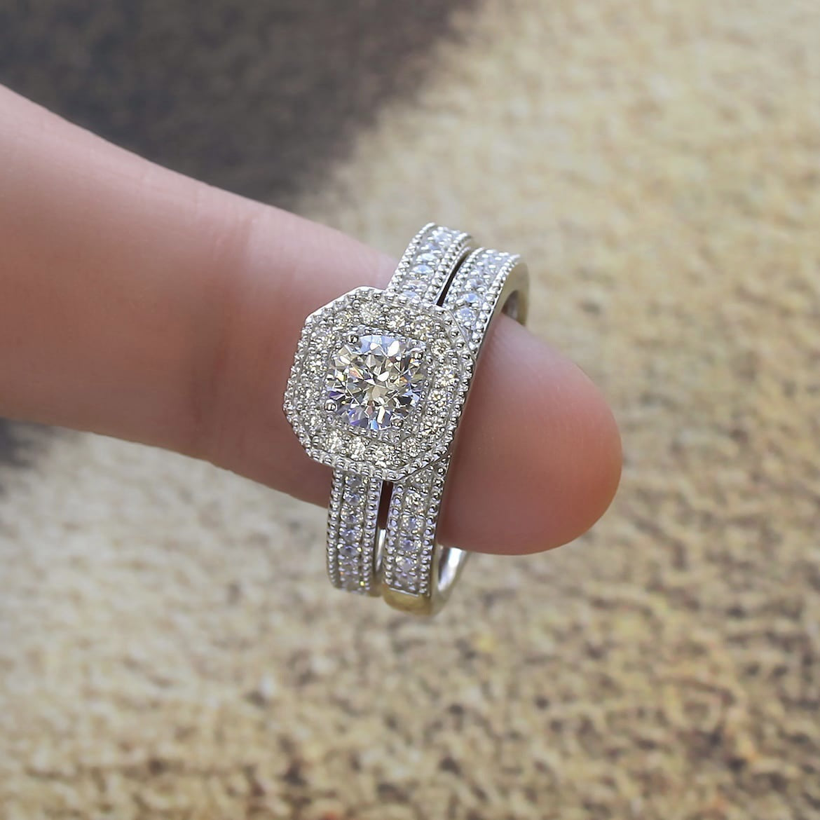 Women's Couple Princess Round Set Fashion Luxury Rings