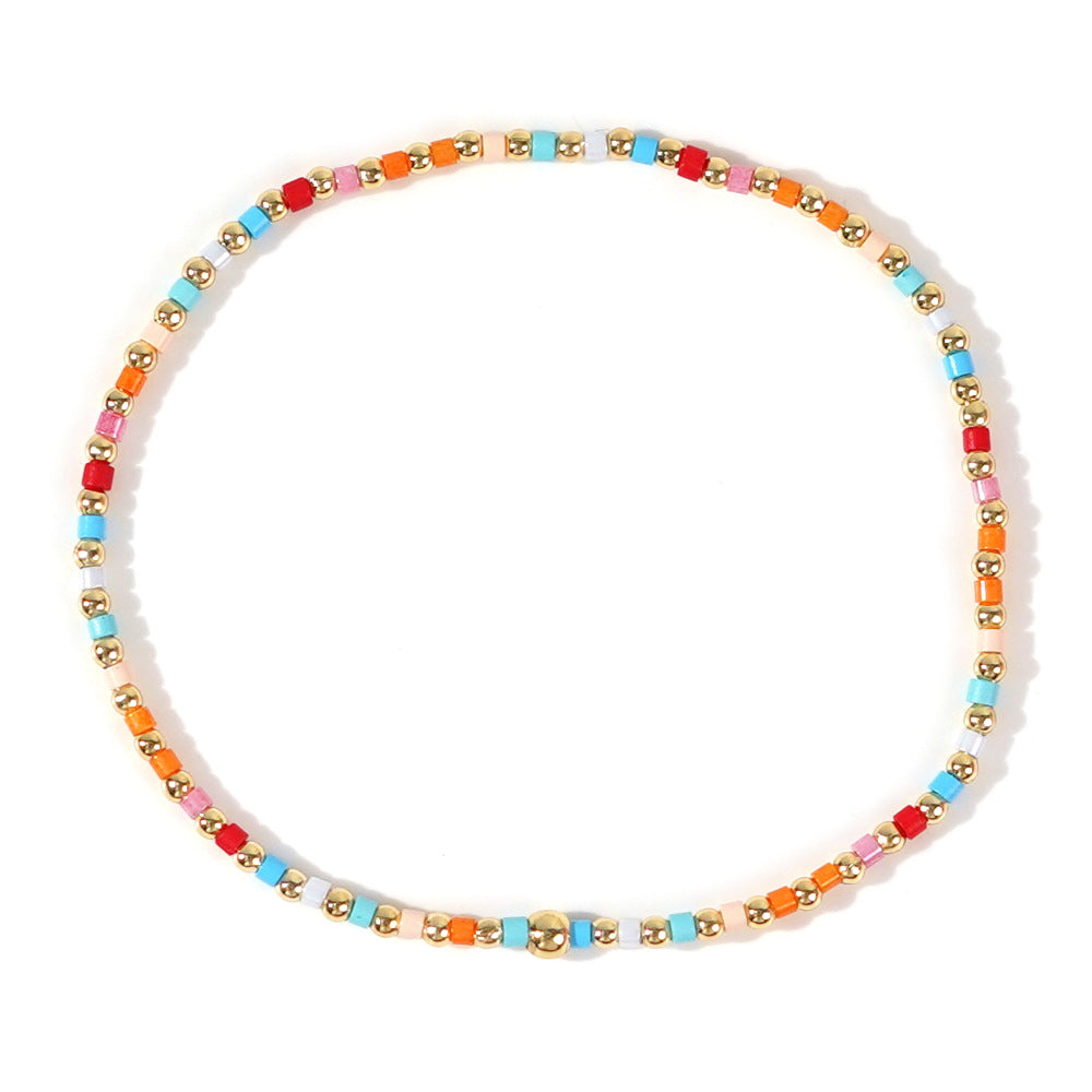 Women's Bohemian Style Copper Bead Rainbow Color Bracelets