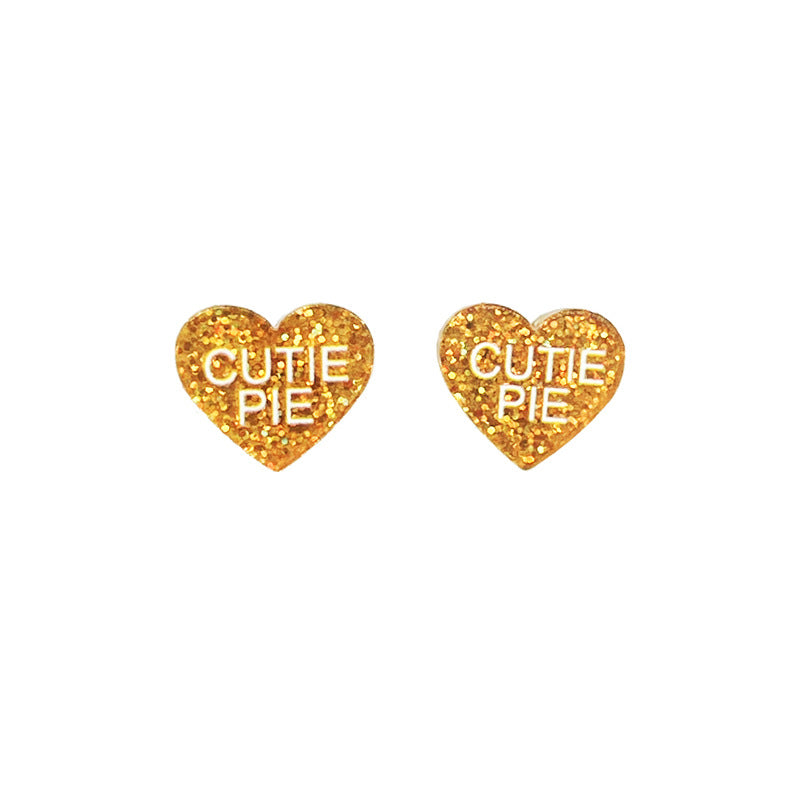 Candy Love Heart Text Cute Girlfriend Earrings