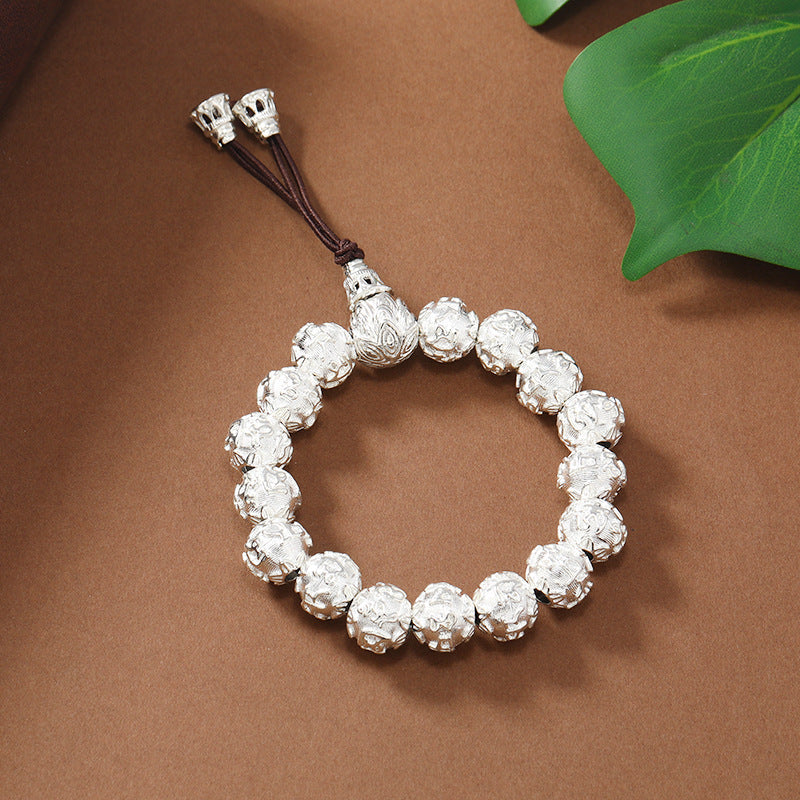 Women's & Men's Rosary Vintage Lotus Round Beads Buddha Bracelets