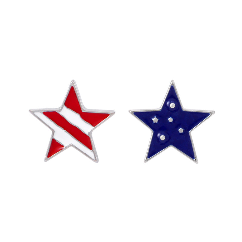 Alloy Dripping Oil Stars Stripes National Rings