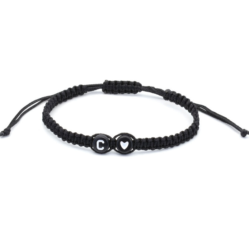English Letters Love Heart Woven Friendship Bracelets