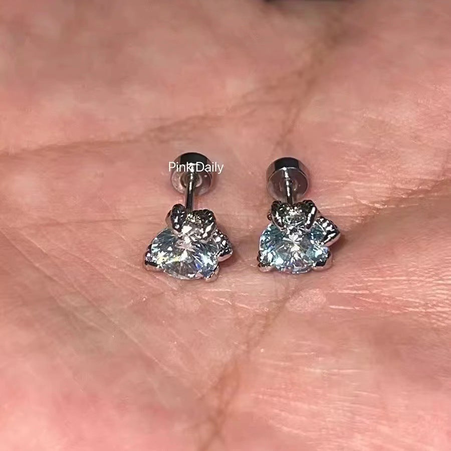 Ear Bone Titanium Steel Flat Pin Earrings