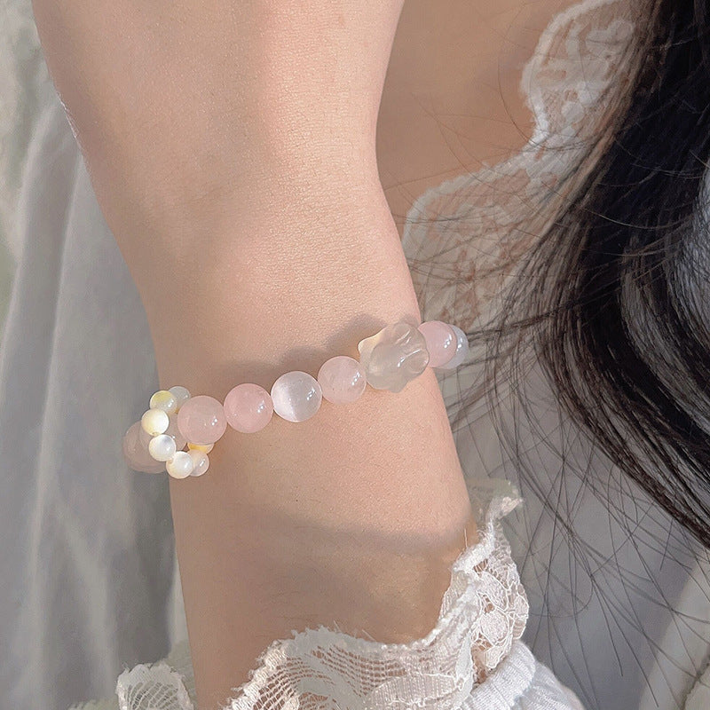 Tears Nine Tail Fox Horse Pink Crystal National Style Bracelets