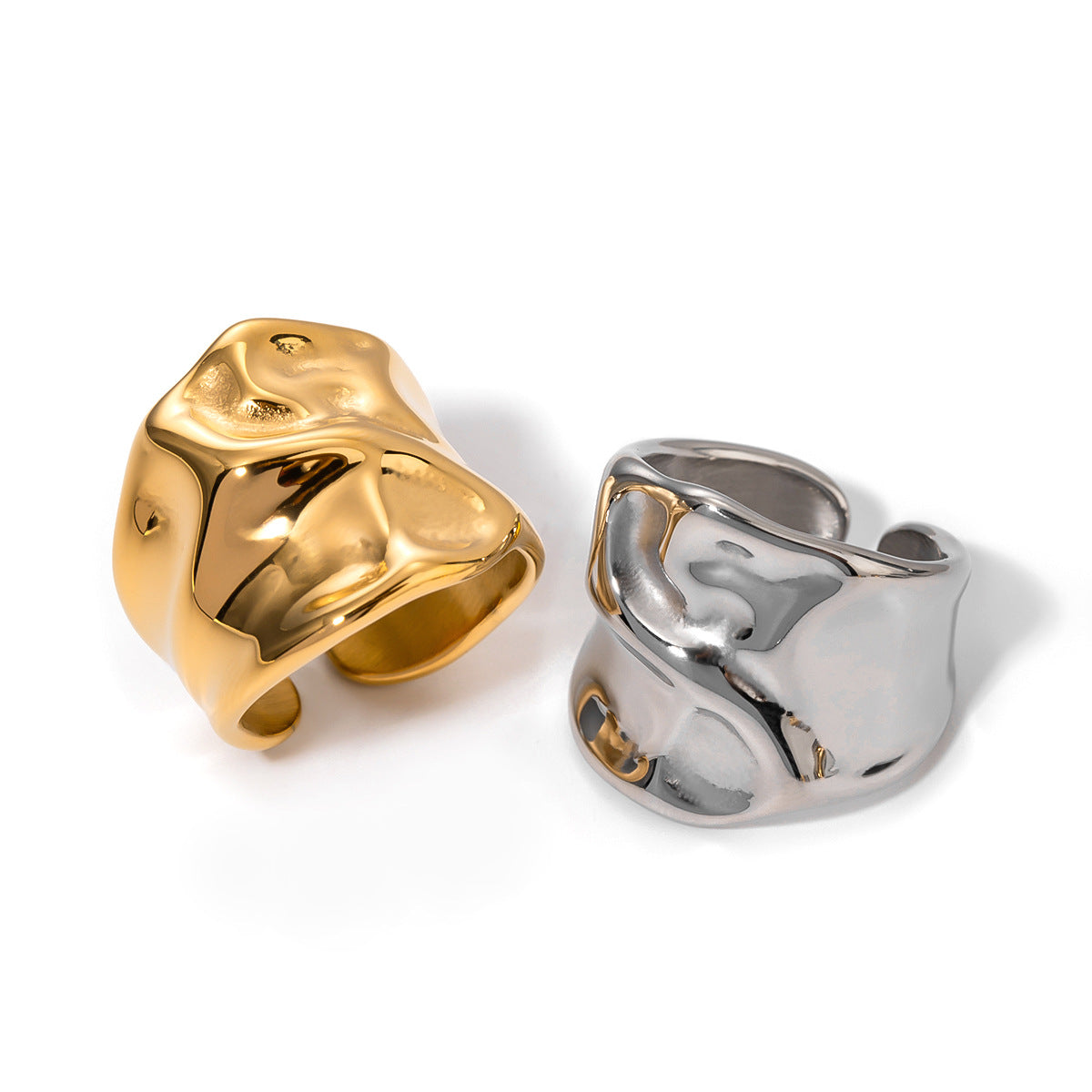 Large Hammered Open Fashionable Simple Unique Design Rings