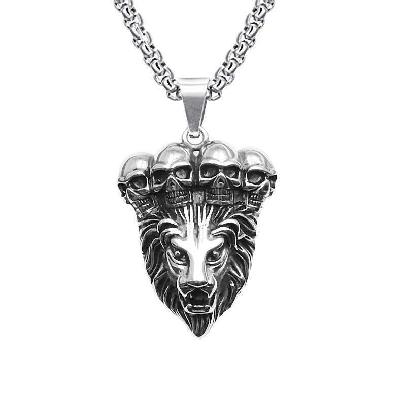 Men's Skull Titanium Steel Personality Half Face Necklaces
