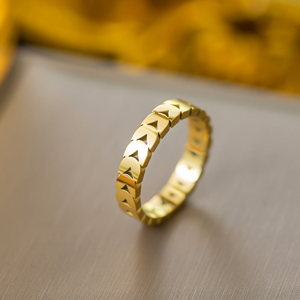 Titanium Female Simple Fashion Personality Style Gold Index Rings