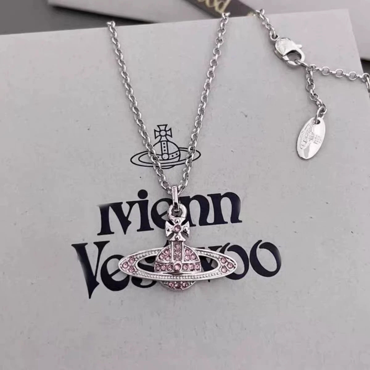 Full Diamond Shiny Big Saturn Rhinestone Alloy Version Necklaces