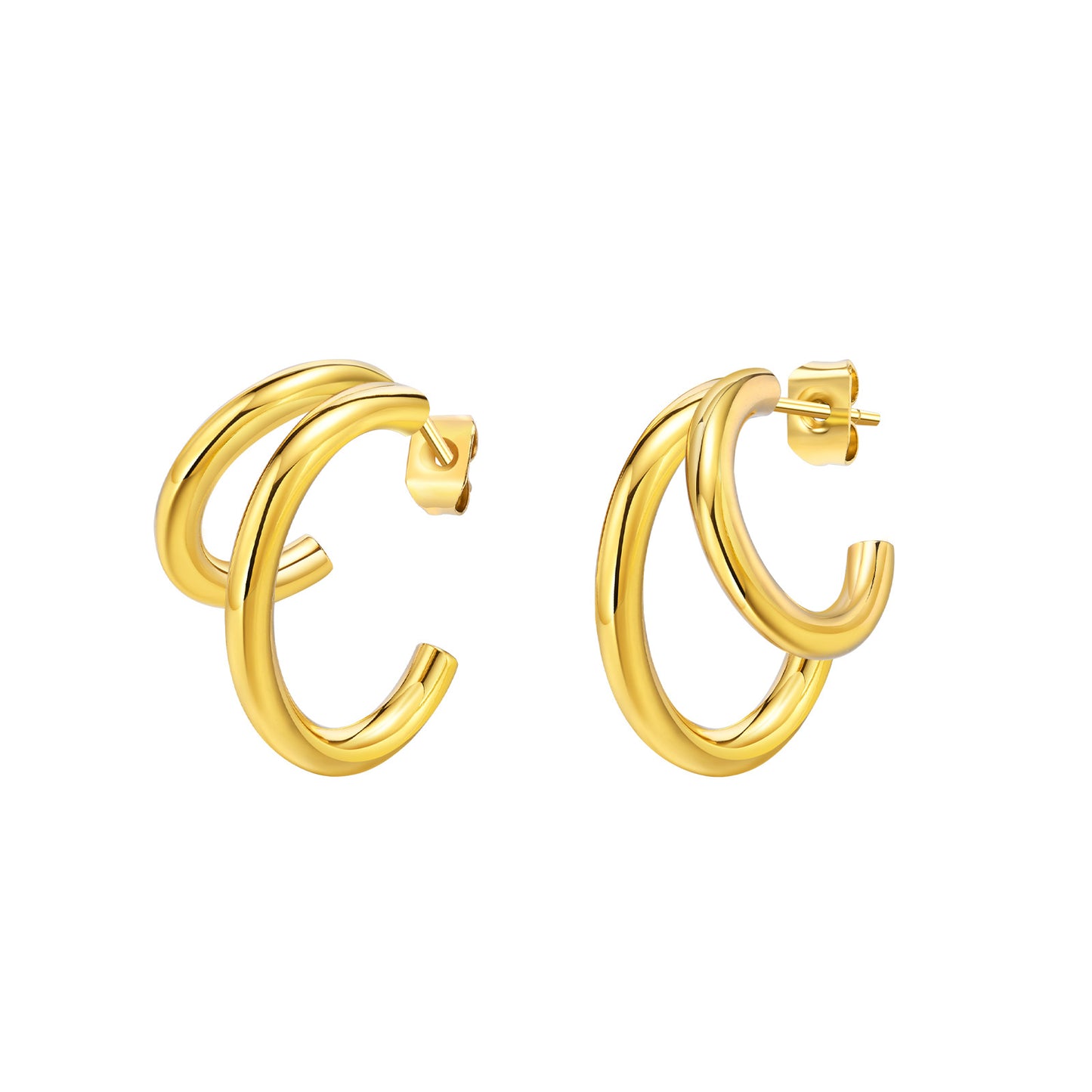 Women's Double Stainless Steel Three Tube Jewelry Earrings
