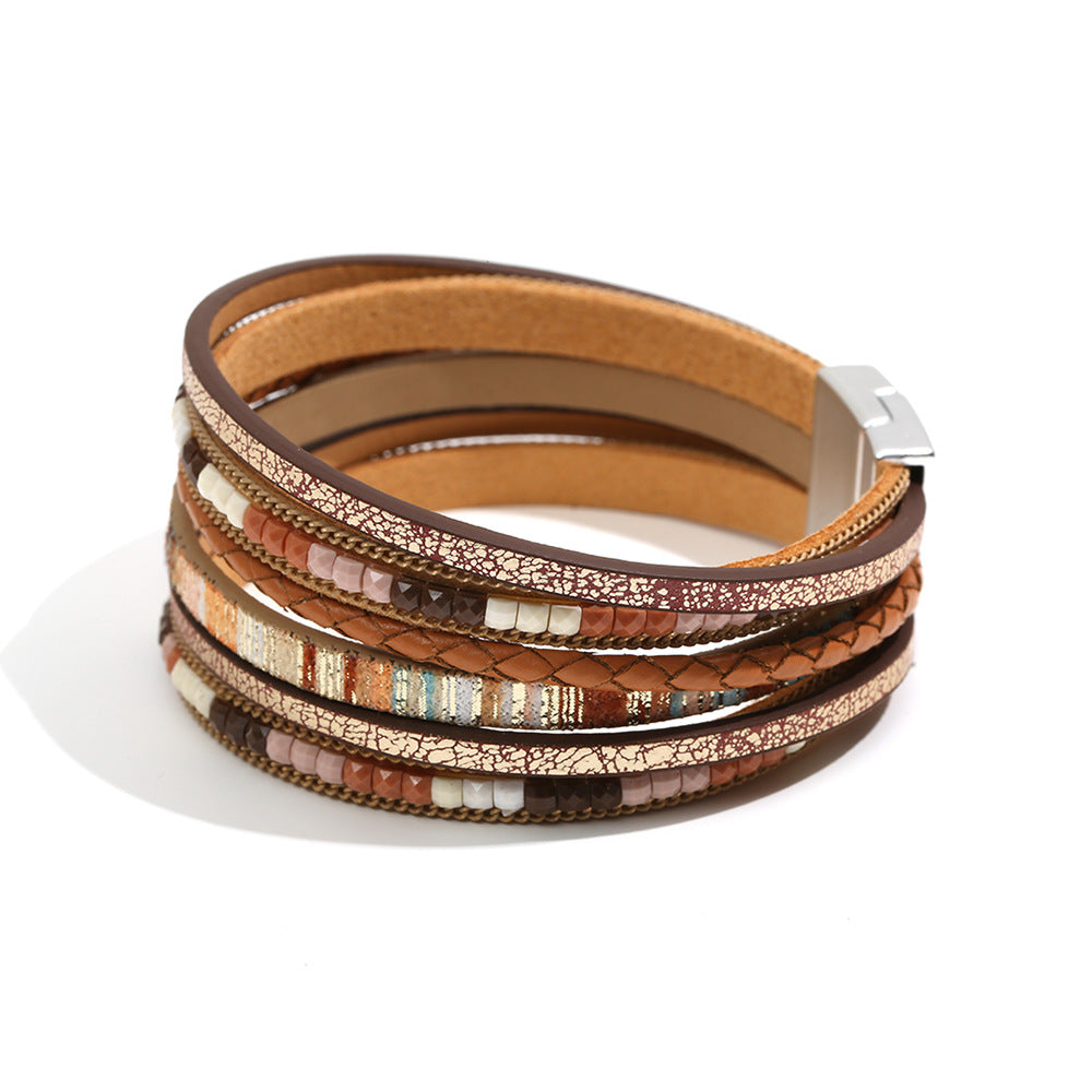 Bohemian Style Woven Magnetic Buckle Hand Strap Bracelets