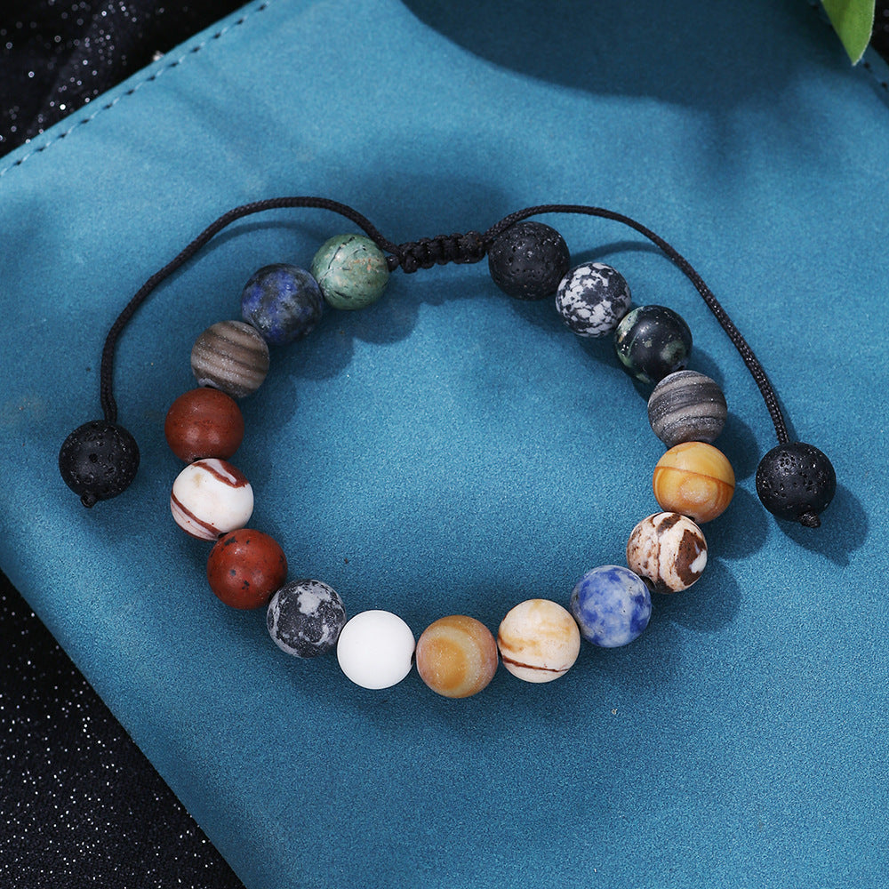 Live Broadcast Volcanic Rock Black Agate Map Stone Beaded Bracelets