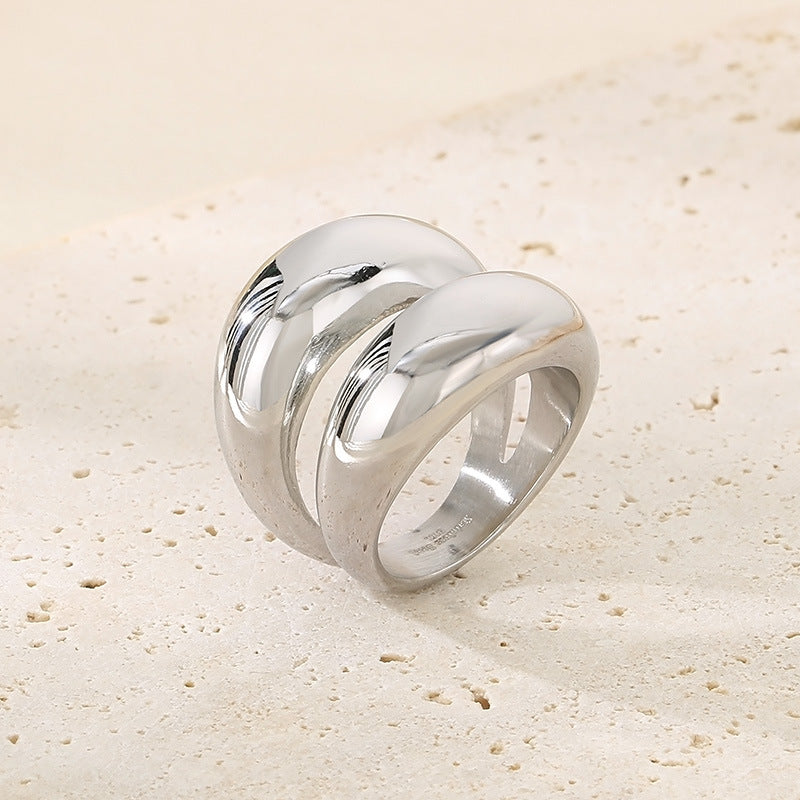 Trendy Exaggerated Gold Arch Top Mirror Polished Rings
