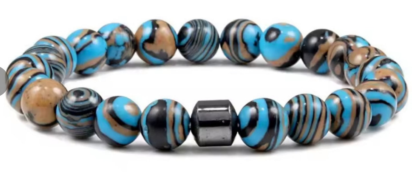 Magnetic Hematite White Turquoise Handmade Beaded Bracelets