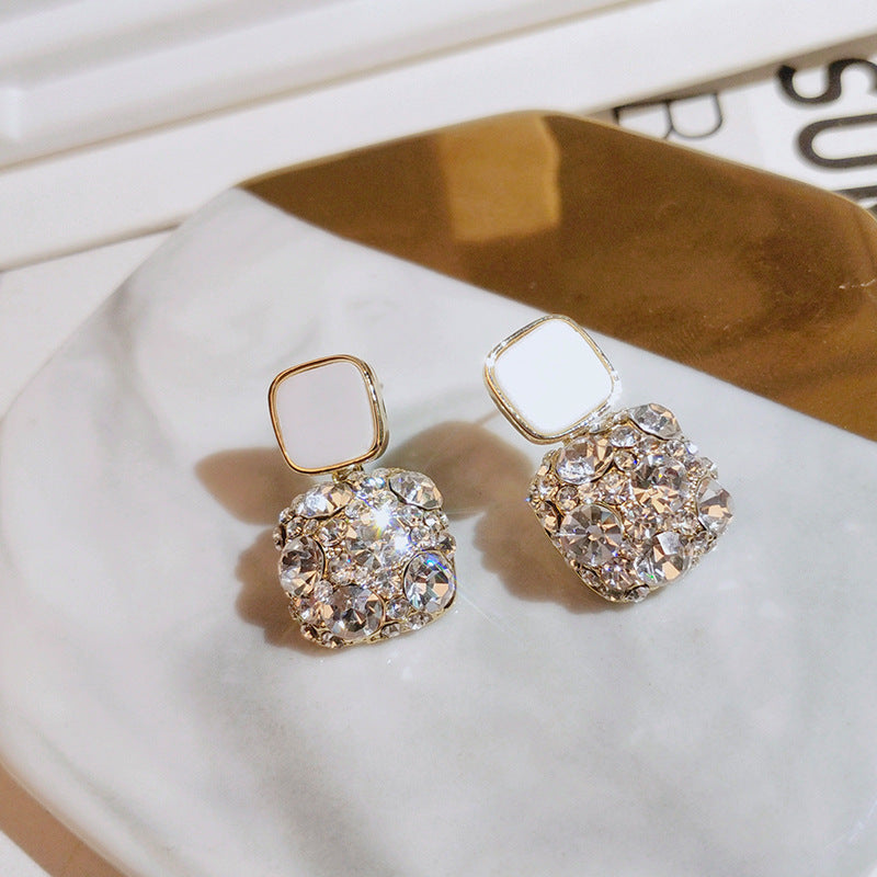 Women's Super Fairy Pink Simple Graceful Geometric Square Earrings