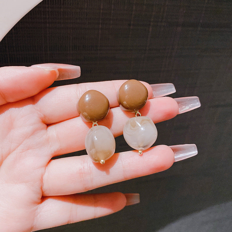 Women's Needle Coffee Color Series Design Sense Earrings