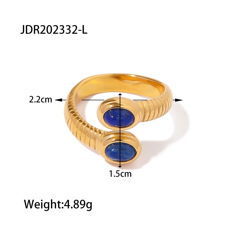 Style Gold-plated Thread Inlaid Lapis Serpentine Rings