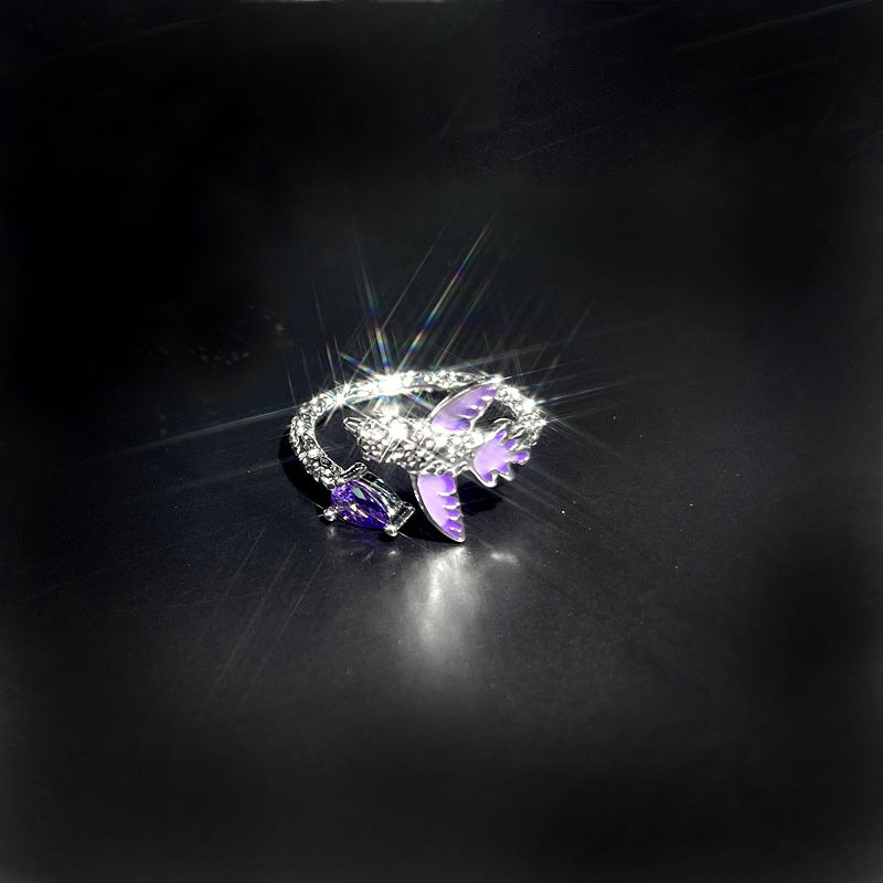 Star Purple Diamond Zircon Series Open Female Affordable Rings