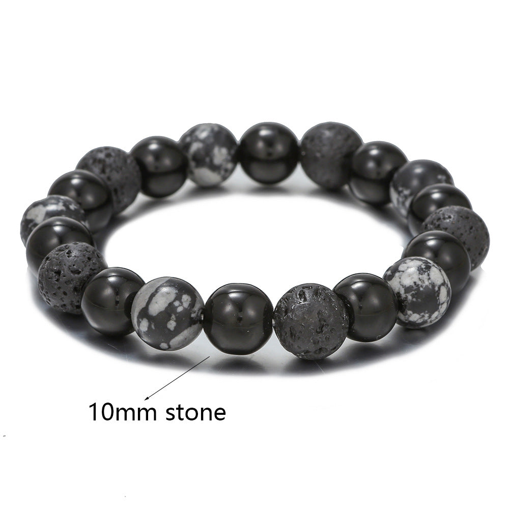 Live Broadcast Volcanic Rock Black Agate Map Stone Beaded Bracelets