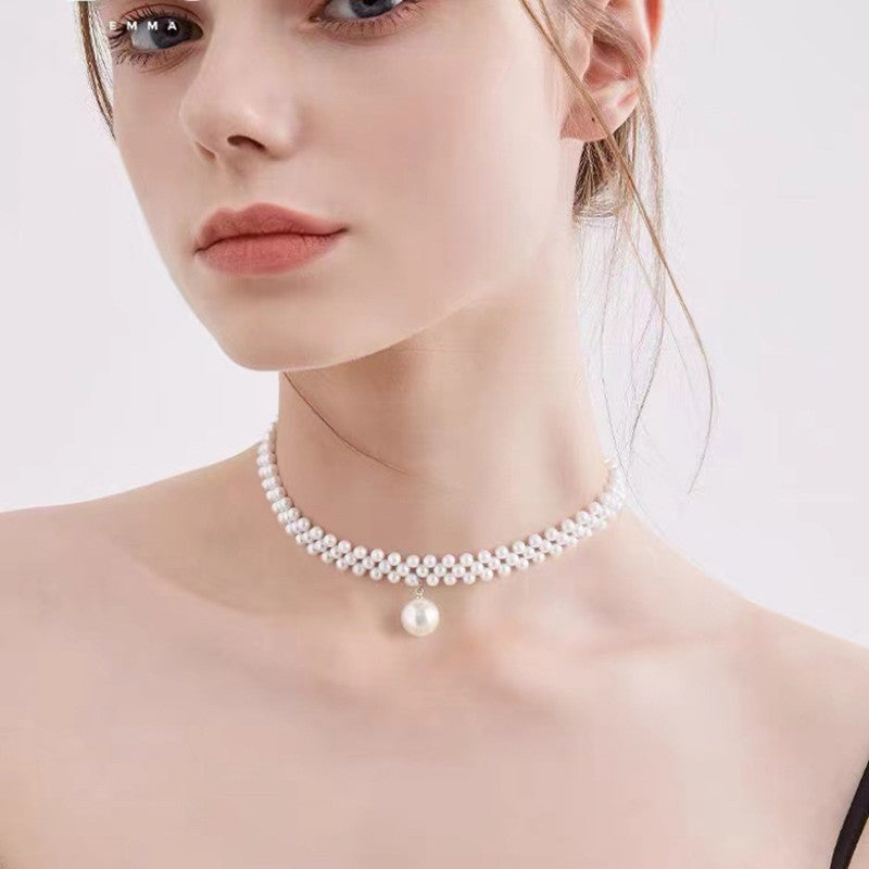 Women's Drop Tassel Pearl Double Layer Temperament Clavicle Chain Necklaces