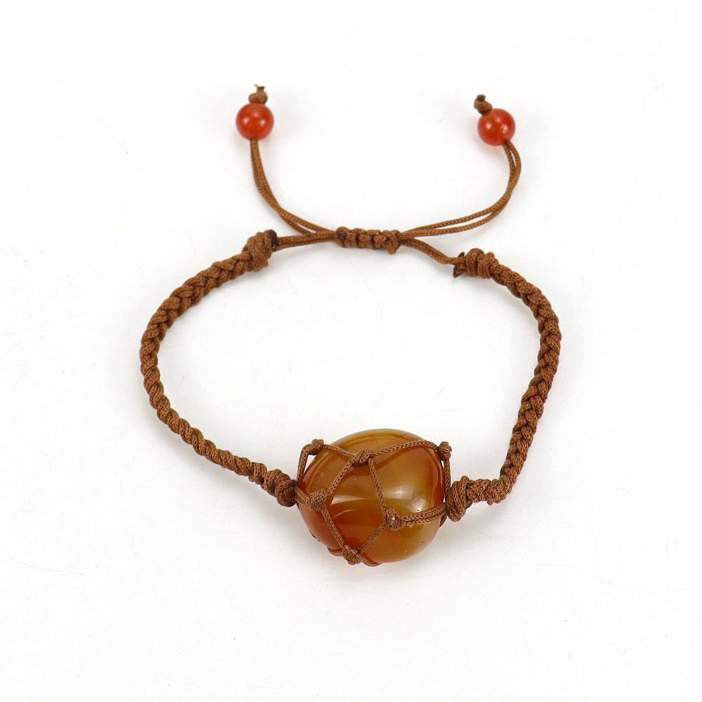 Brown Jade Thread Crystal Amethyst Stone Net Rings