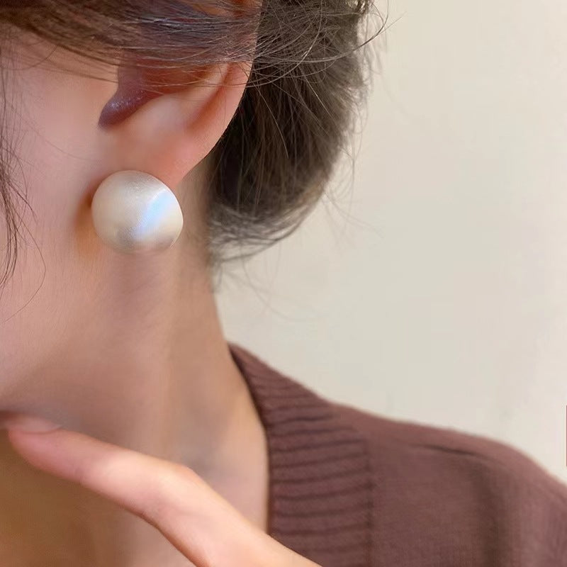Women's Metal Brushed Frosted Ball Commuter Advanced Earrings