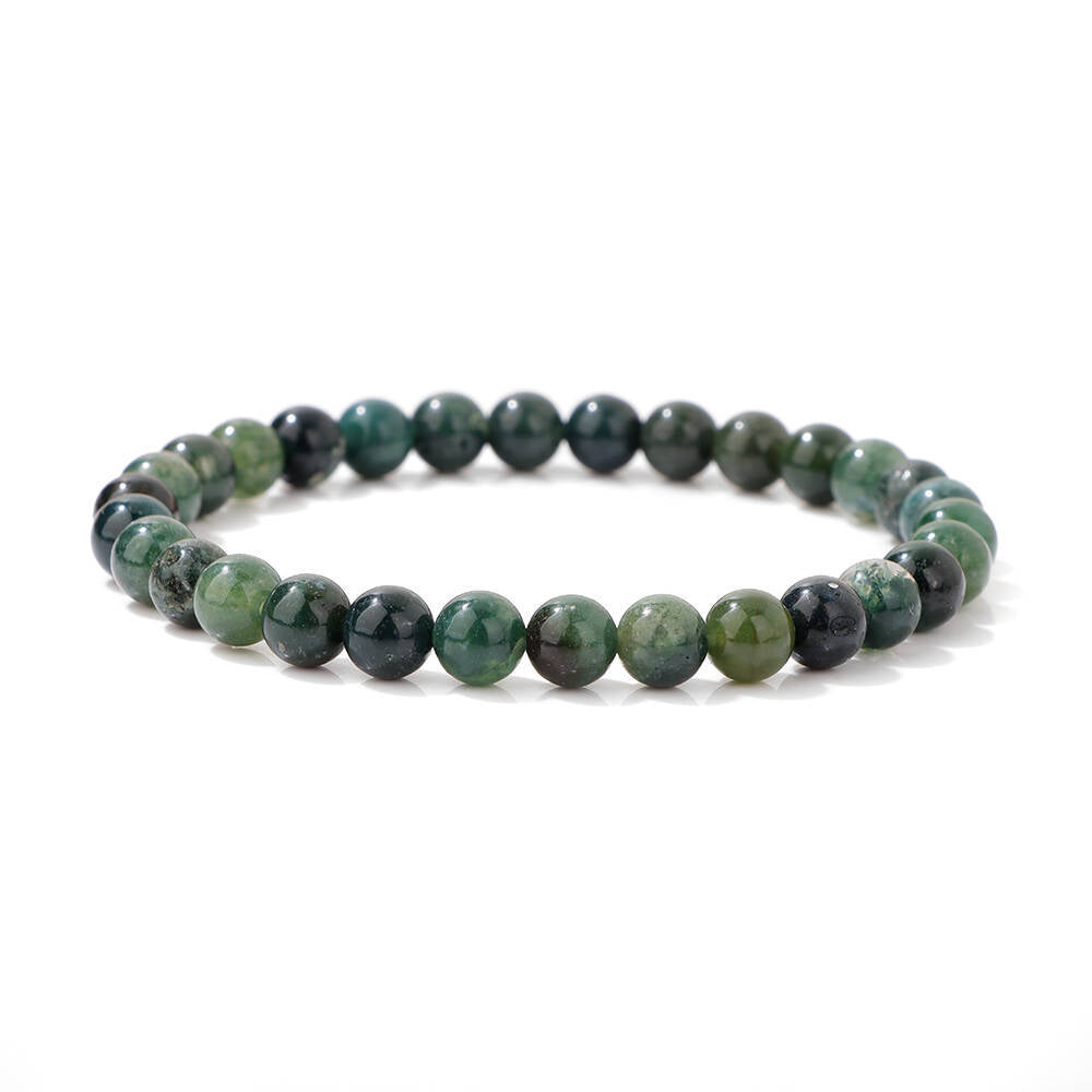 Women's & Men's Single Circle Beaded Natural Agate Stone Bracelets