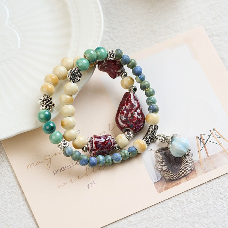 Women's Ceramic Ornament High-grade Hand-woven Chinese Bracelets