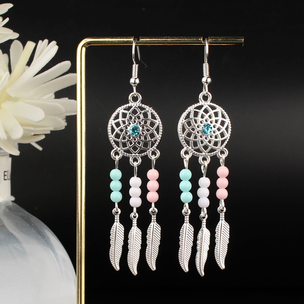 Ethnic Style Miao Sier Turquoise Tassel Earrings