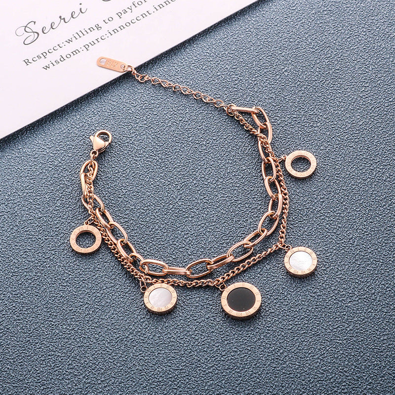 Irregular Round Card Hollow Metal Titanium Bracelets