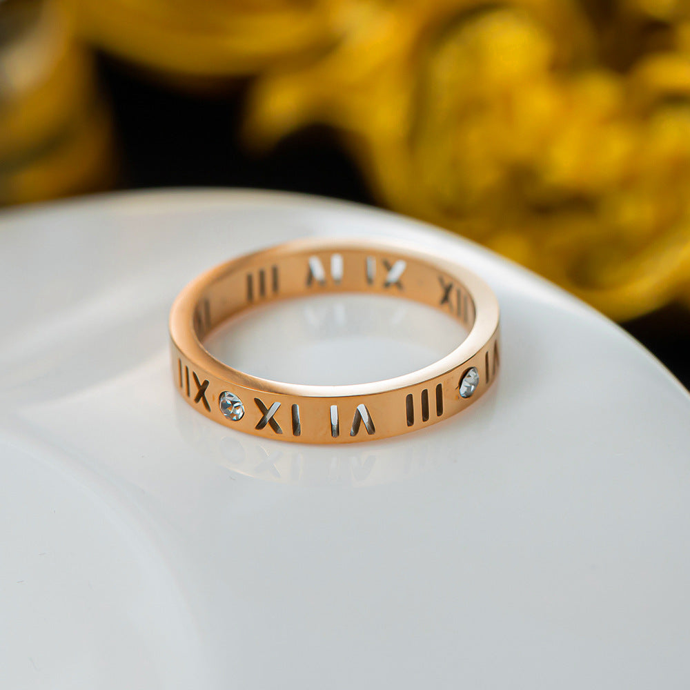 Titanium Female Simple Fashion Personality Style Gold Index Rings