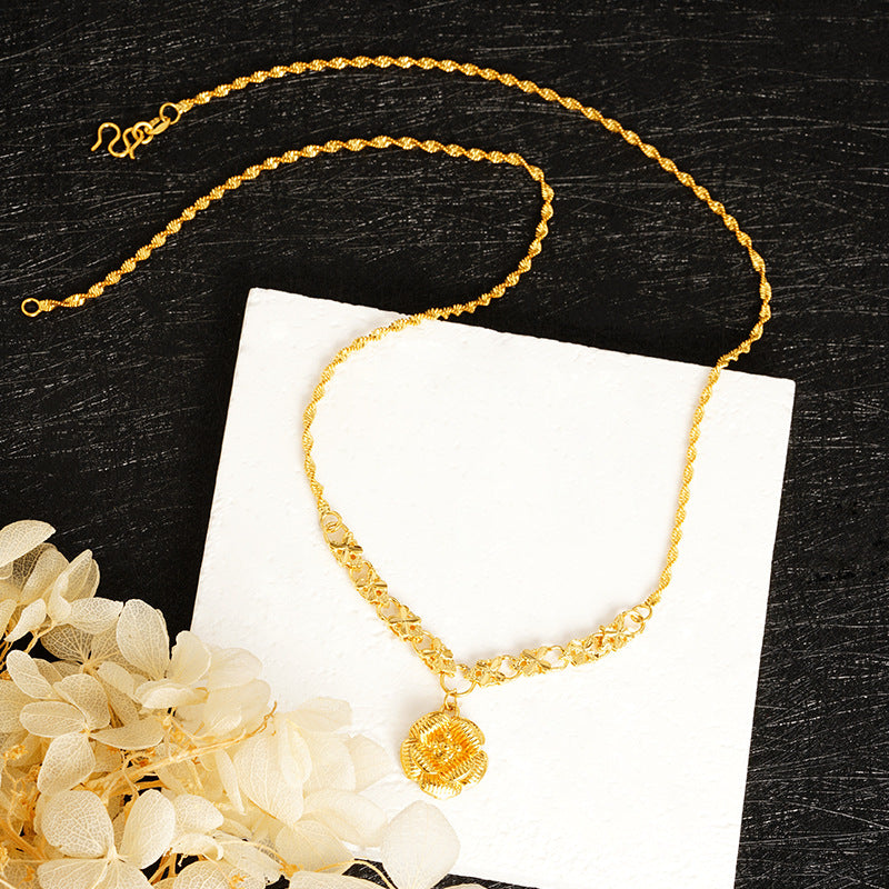 Women's Vietnam Alluvial Gold Mild Luxury Retro Sweater Necklaces