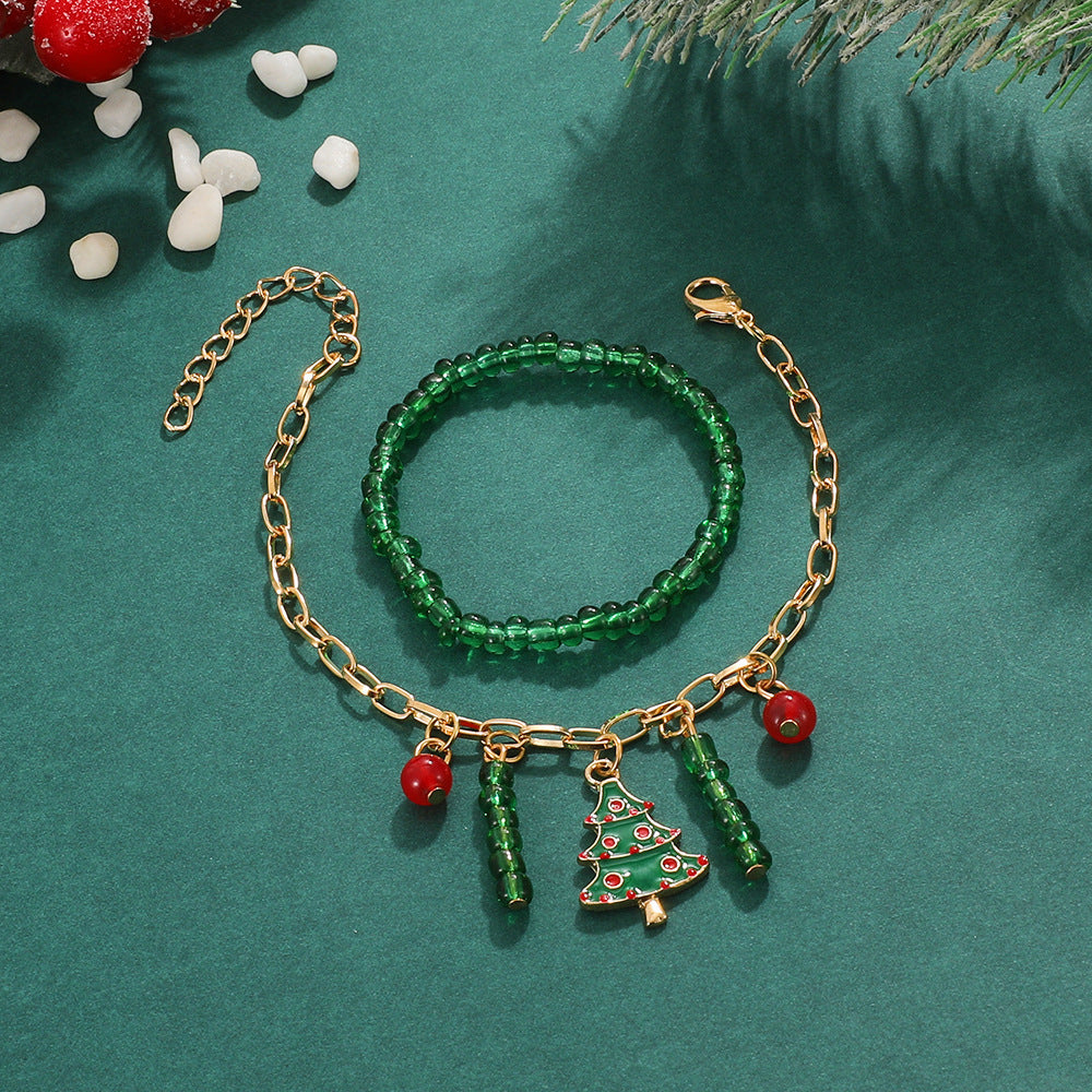 Jewelry Colorful Crystal String Beads Christmas Tree Bracelets