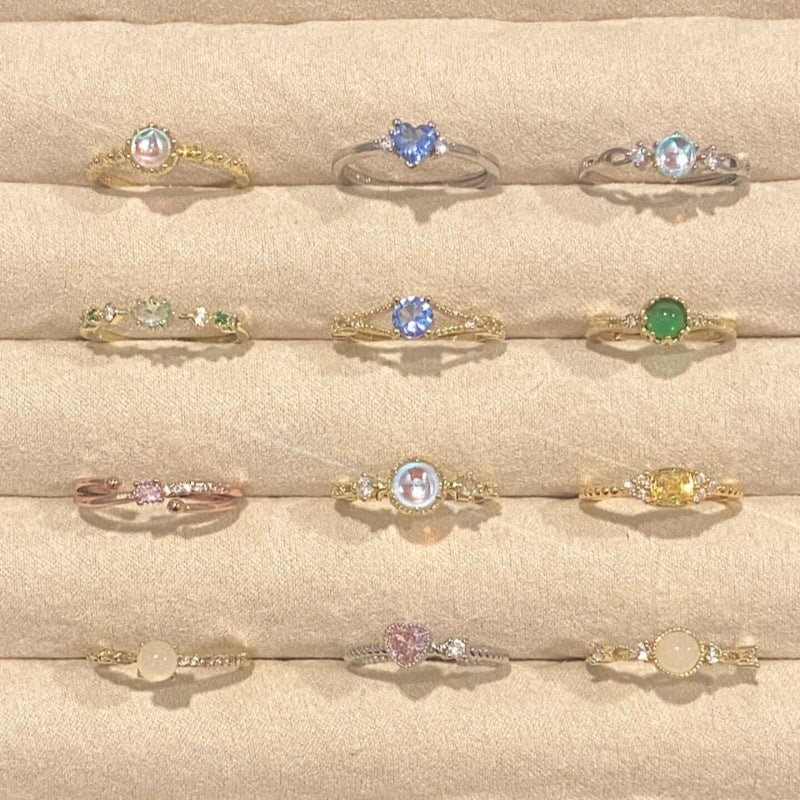 Sier Niche Gentle Natural Colored Gems Female Rings