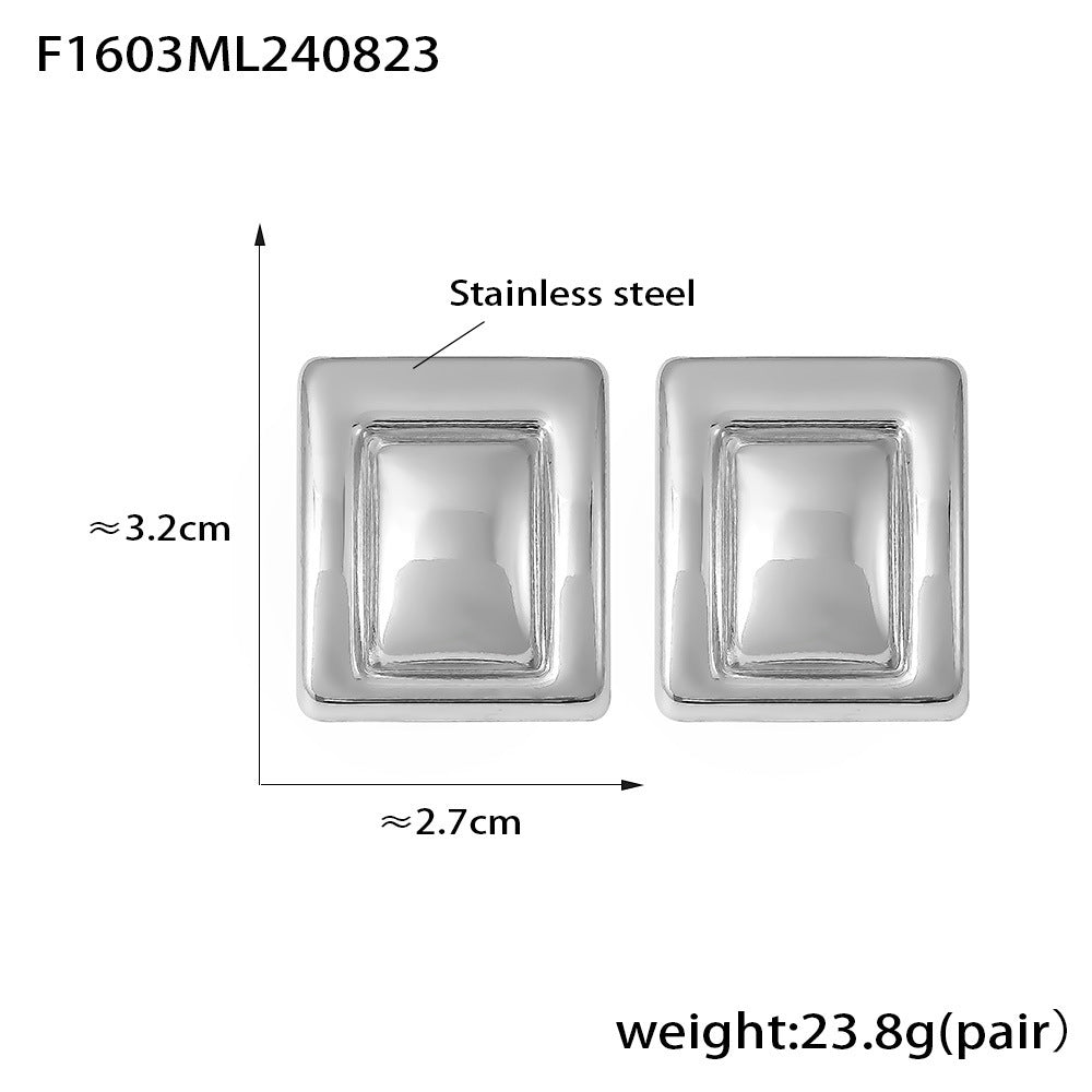 Women's Stainless Steel Rectangular Color Matching Trendy Rings